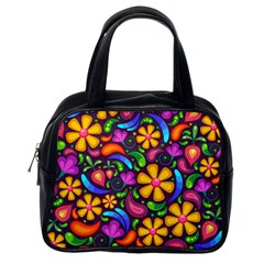 Floral Paisley Background Flower Purple Classic Handbag (one Side)