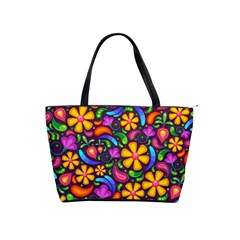 Floral Paisley Background Flower Purple Classic Shoulder Handbag by HermanTelo