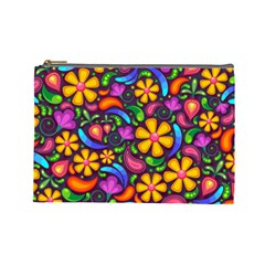 Floral Paisley Background Flower Purple Cosmetic Bag (large)