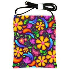 Floral Paisley Background Flower Purple Shoulder Sling Bag