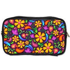 Floral Paisley Background Flower Purple Toiletries Bag (two Sides) by HermanTelo