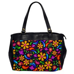 Floral Paisley Background Flower Purple Oversize Office Handbag