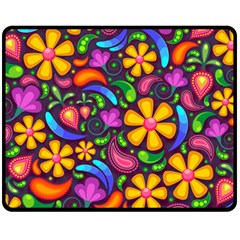 Floral Paisley Background Flower Purple Fleece Blanket (medium) 