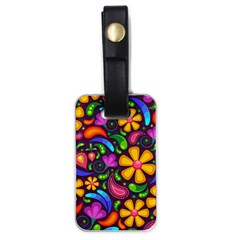 Floral Paisley Background Flower Purple Luggage Tags (one Side) 