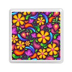 Floral Paisley Background Flower Purple Memory Card Reader (square)