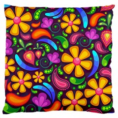 Floral Paisley Background Flower Purple Large Cushion Case (one Side)