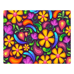 Floral Paisley Background Flower Purple Double Sided Flano Blanket (large) 