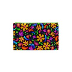 Floral Paisley Background Flower Purple Cosmetic Bag (xs) by HermanTelo