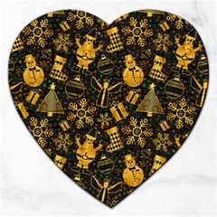 Christmas Background Gold Jigsaw Puzzle (heart) by HermanTelo