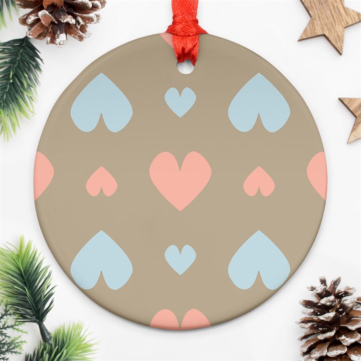 Hearts Heart Love Romantic Brown Ornament (Round)