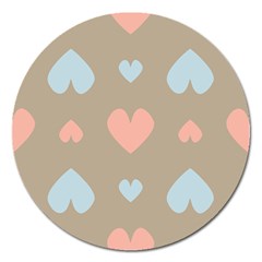 Hearts Heart Love Romantic Brown Magnet 5  (round) by HermanTelo