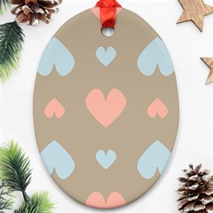 Hearts Heart Love Romantic Brown Oval Ornament (two Sides)