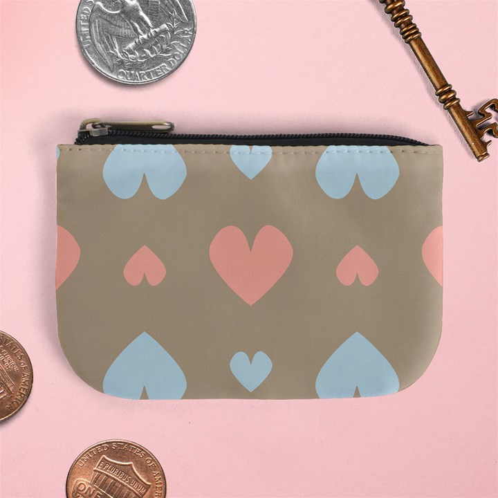 Hearts Heart Love Romantic Brown Mini Coin Purse