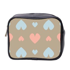 Hearts Heart Love Romantic Brown Mini Toiletries Bag (two Sides) by HermanTelo