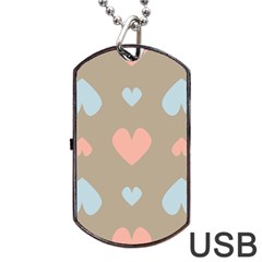 Hearts Heart Love Romantic Brown Dog Tag Usb Flash (one Side) by HermanTelo