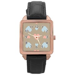 Hearts Heart Love Romantic Brown Rose Gold Leather Watch 