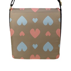 Hearts Heart Love Romantic Brown Flap Closure Messenger Bag (l)