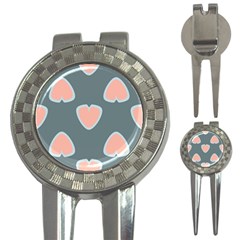 Hearts Love Blue Pink Green 3-in-1 Golf Divots by HermanTelo