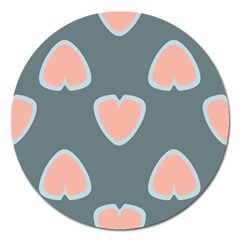 Hearts Love Blue Pink Green Magnet 5  (round) by HermanTelo