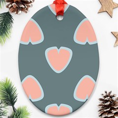 Hearts Love Blue Pink Green Oval Ornament (two Sides)