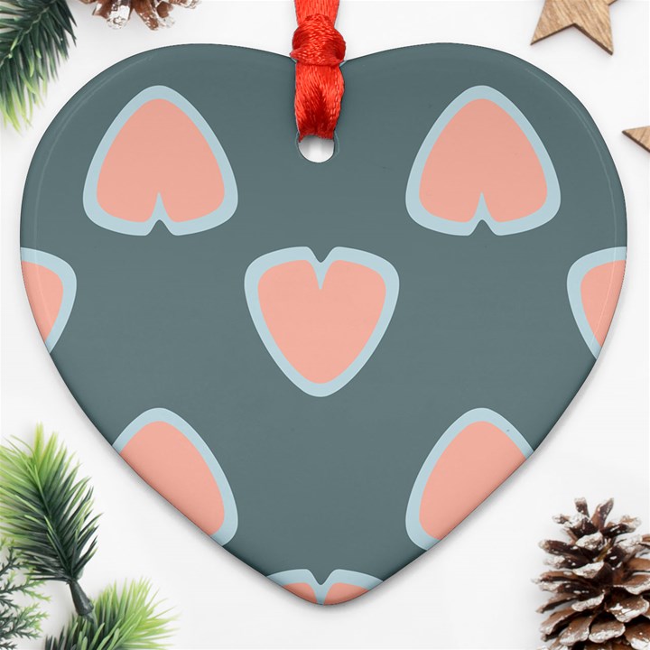 Hearts Love Blue Pink Green Heart Ornament (Two Sides)