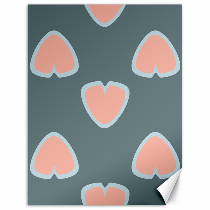 Hearts Love Blue Pink Green Canvas 12  x 16 