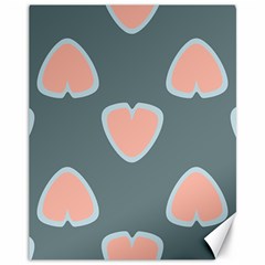 Hearts Love Blue Pink Green Canvas 11  X 14 