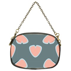 Hearts Love Blue Pink Green Chain Purse (two Sides)