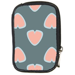 Hearts Love Blue Pink Green Compact Camera Leather Case