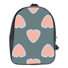 Hearts Love Blue Pink Green School Bag (large)