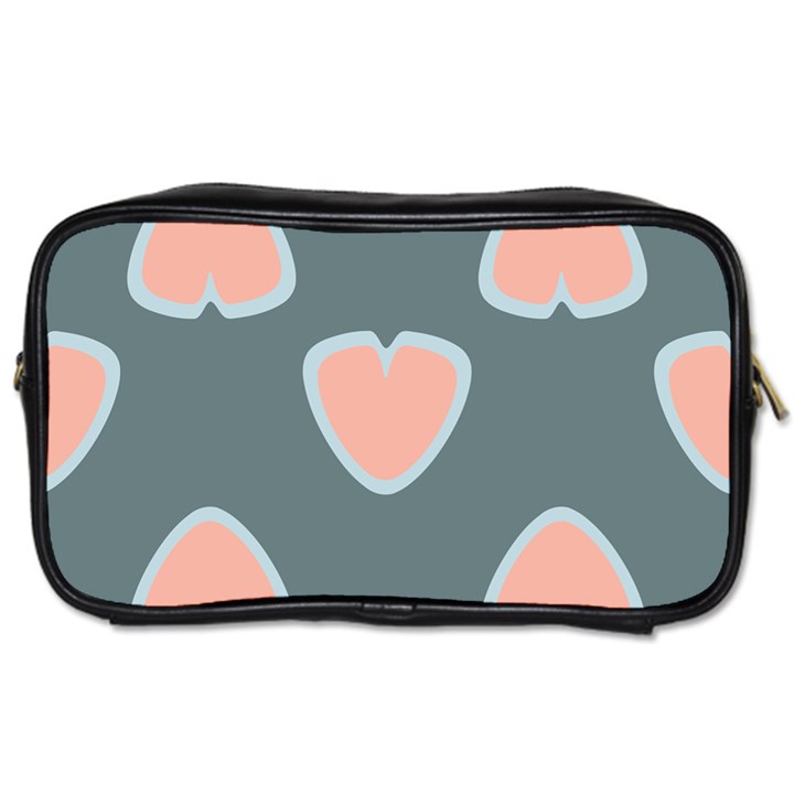 Hearts Love Blue Pink Green Toiletries Bag (Two Sides)