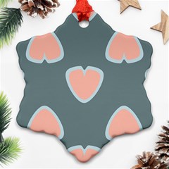 Hearts Love Blue Pink Green Snowflake Ornament (two Sides) by HermanTelo