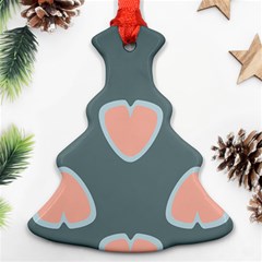 Hearts Love Blue Pink Green Christmas Tree Ornament (two Sides)