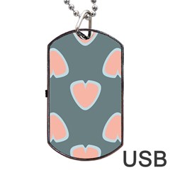 Hearts Love Blue Pink Green Dog Tag Usb Flash (two Sides)