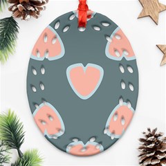 Hearts Love Blue Pink Green Ornament (oval Filigree)