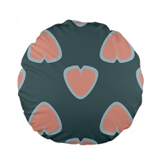 Hearts Love Blue Pink Green Standard 15  Premium Round Cushions