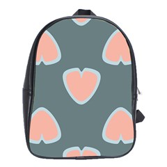 Hearts Love Blue Pink Green School Bag (xl)