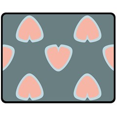 Hearts Love Blue Pink Green Double Sided Fleece Blanket (medium) 