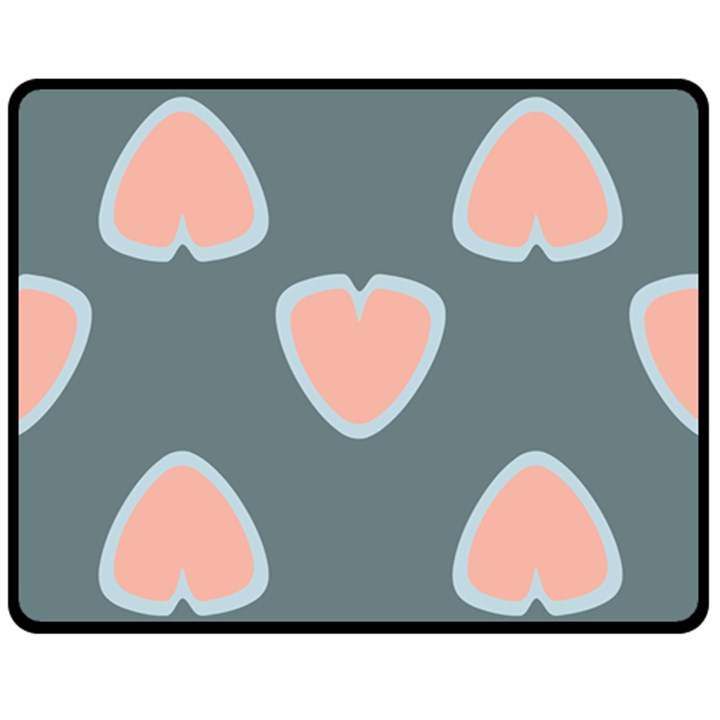 Hearts Love Blue Pink Green Double Sided Fleece Blanket (Medium) 