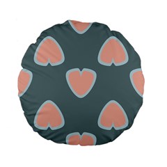 Hearts Love Blue Pink Green Standard 15  Premium Flano Round Cushions