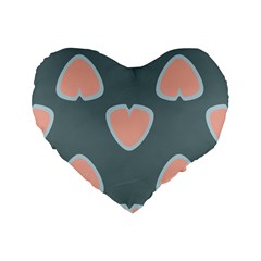 Hearts Love Blue Pink Green Standard 16  Premium Flano Heart Shape Cushions