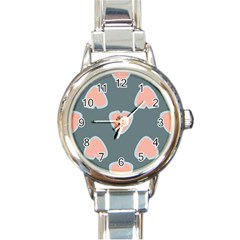 Hearts Love Blue Pink Green Round Italian Charm Watch by HermanTelo