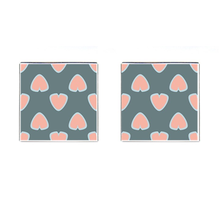 Hearts Love Blue Pink Green Cufflinks (Square)