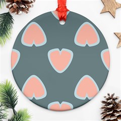 Hearts Love Blue Pink Green Round Ornament (two Sides)