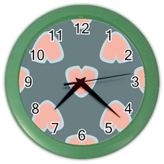 Hearts Love Blue Pink Green Color Wall Clock