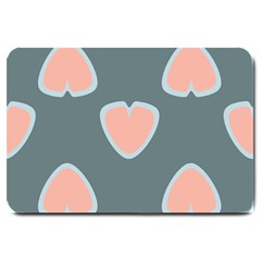 Hearts Love Blue Pink Green Large Doormat 