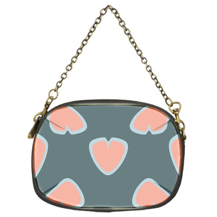 Hearts Love Blue Pink Green Chain Purse (One Side)