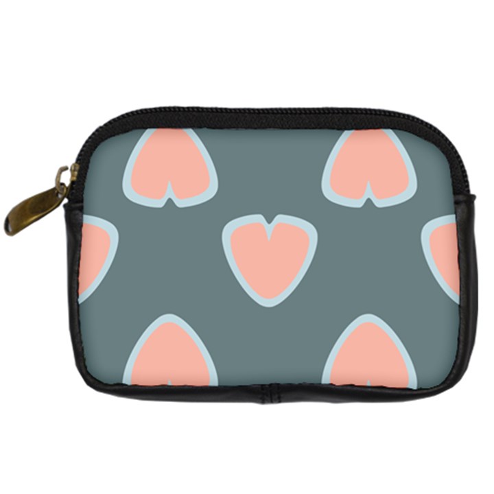 Hearts Love Blue Pink Green Digital Camera Leather Case