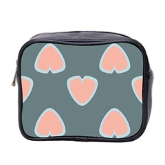 Hearts Love Blue Pink Green Mini Toiletries Bag (two Sides)