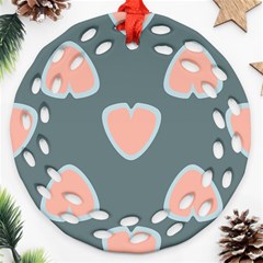 Hearts Love Blue Pink Green Ornament (round Filigree)